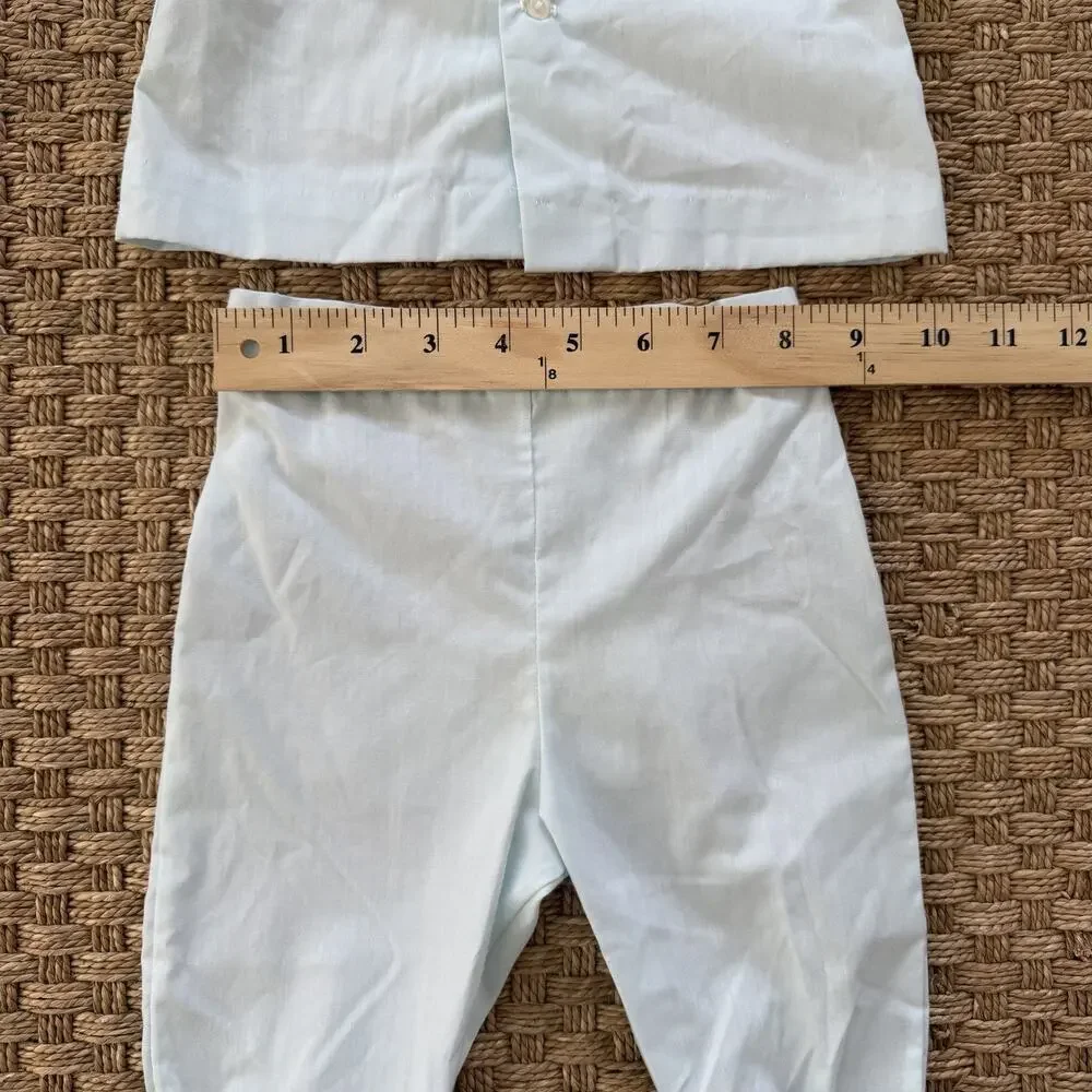 Vintage Baby Boy Heirloom Set With Bonnet Pale Blue Color